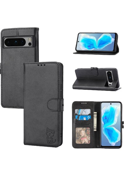 Google Piksel 8 Pro Kabartmalı Kickstand Manyetik Kapatma Için Cüzdan Kılıf (Yurt Dışından)