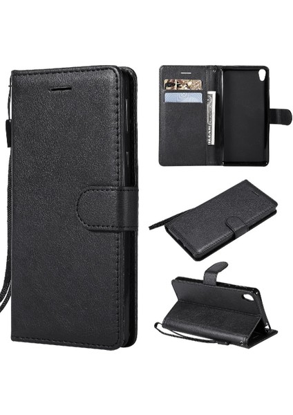 Sony Xperia E5 Klasik Düz Renk Iş Cüzdan Telefon Için Flip Case (Yurt Dışından)