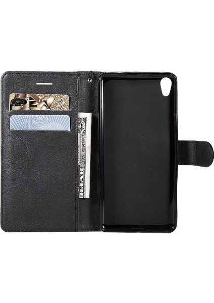Sony Xperia E5 Klasik Düz Renk Iş Cüzdan Telefon Için Flip Case (Yurt Dışından)