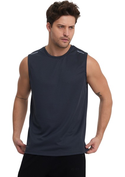 Erkek Bisiklet Yaka Reflektör Detaylı Kolsuz Sporcu Atleti