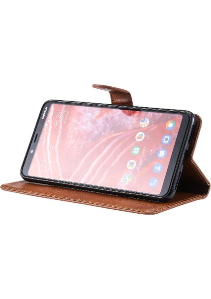 Kart Yuvası Klasik Düz Renk Yüksek Telefon ile Nokia 3.1 Plus Için Flip Case (Yurt Dışından)