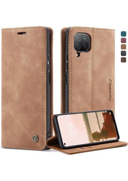 Huawei P40 Lite Için Flip Case Kılıf Kart Yuvası Kickstand Vintage Pu Deri (Yurt Dışından)