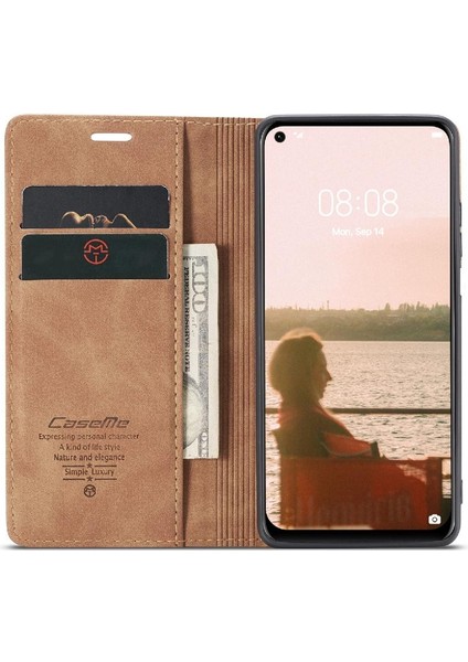 Huawei P40 Lite Için Flip Case Kılıf Kart Yuvası Kickstand Vintage Pu Deri (Yurt Dışından) fiyatları