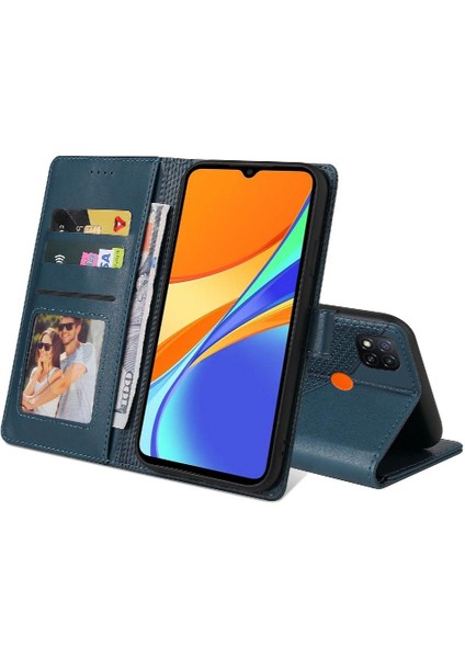 Xiaomi Redmi 9c Kickstand Premium Deri 4 Için Flip Case Köşe Üç (Yurt Dışından)