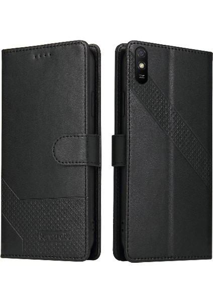 Xiaomi Redmi 9A Üç Kart Yuvaları Premium Deri Kickstand Için Flip Case (Yurt Dışından)