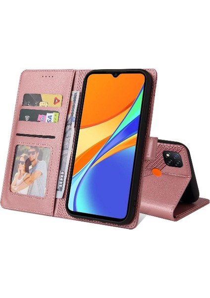 Xiaomi Redmi 9c Kickstand Premium Deri 4 Için Flip Case Köşe Üç (Yurt Dışından)