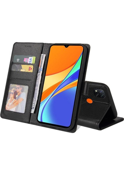 Xiaomi Redmi 9c Kickstand Premium Deri 4 Için Flip Case Köşe Üç (Yurt Dışından)