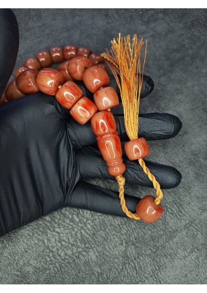 Büyük Boy Eski Hareli Sıkma Kehribar Tesbih fırsatları