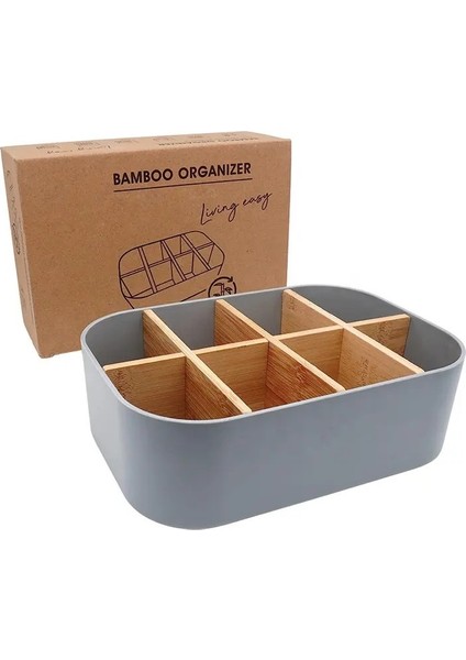Masaüstü Bambu Elyaf Saklama Kutusu Ev Çöp Bölmesi Bambu Ahşap Saklama Kutusu Kozmetik Başucu Masa Saklama Kutusu (Yurt Dışından)