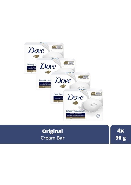 Beauty Cream Bar Katı Güzellik Sabunu Nemledirici Etkili 90 G X4 Adet