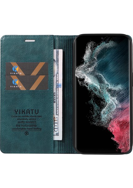 Samsung Galaxy S22 Ultra 5g Deri Cüzdan Manyetik Kapanan Telefon Kapağı (Yurt Dışından)