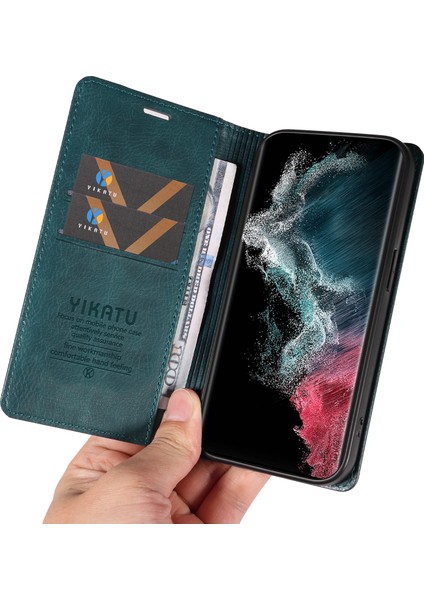 Samsung Galaxy S22 Ultra 5g Deri Cüzdan Manyetik Kapanan Telefon Kapağı (Yurt Dışından)