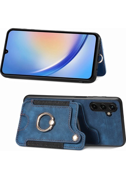 Samsung Galaxy A34 5g Rfıd Engelleme Kart Yuvaları Retro Deri + Tpu Telefon Kapağı (Yurt Dışından) fiyatları