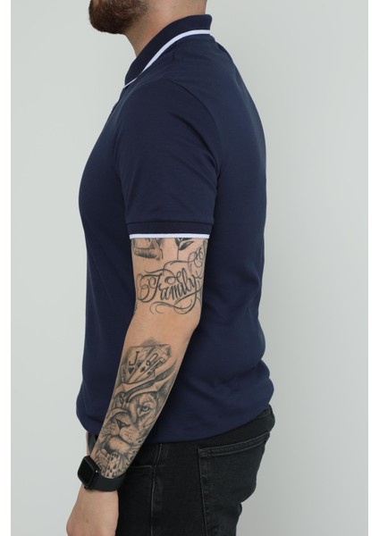 Hscstore Erkek Polo Yakalı Indigo T-Shirt- 8421 modelleri
