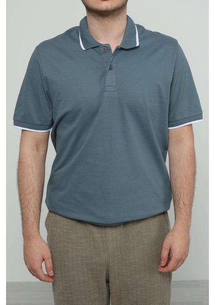 Hscstore Erkek Polo Yakalı Petrol T-Shirt- 8421