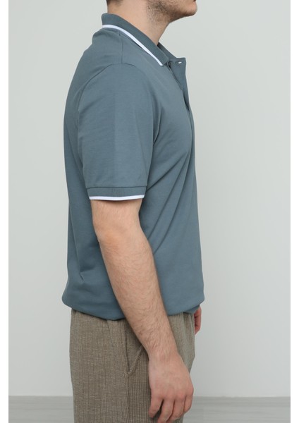 Hscstore Erkek Polo Yakalı Petrol T-Shirt- 8421 modelleri