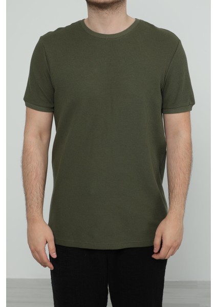 Hscstore Erkek Bisiklet Yakalı Haki T-Shirt- 8405