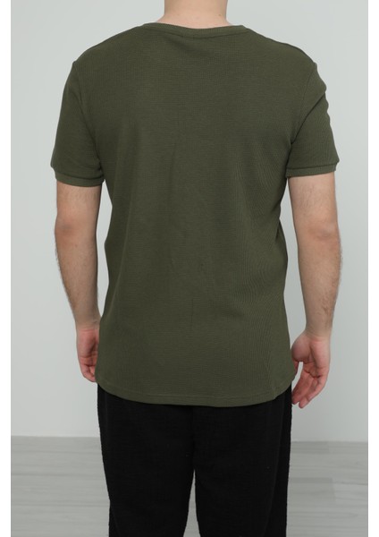Hscstore Erkek Bisiklet Yakalı Haki T-Shirt- 8405 fırsatları