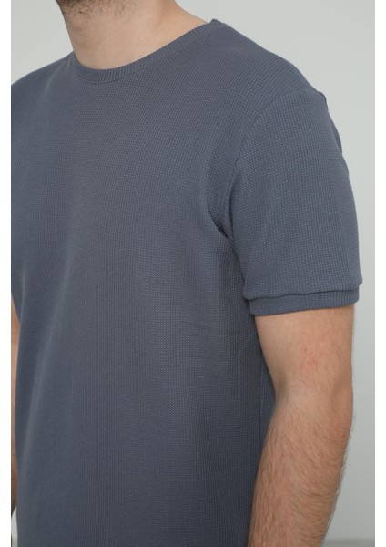 Hscstore Erkek Bisiklet Yakalı Koyu Mavi T-Shirt- 8405 fiyatları