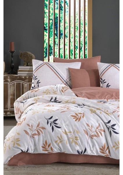 Çift Kişilik Ranforce Nevresim Takımı - Belen Kahve