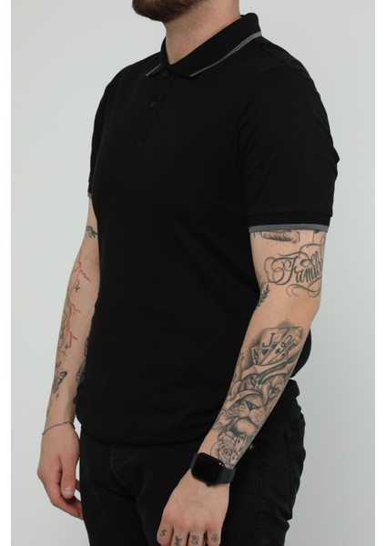 Hscstore Erkek Polo Yakalı Siyah T-Shirt- 8421 fiyatları