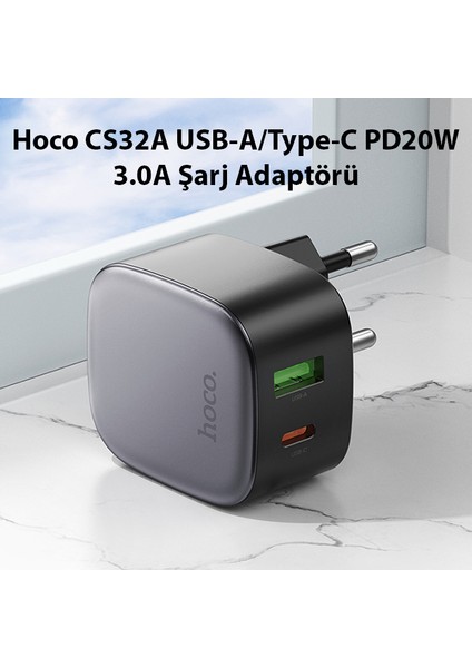 CS32A Usb-A+Type-C PD20W 3.0A Şarj Adaptörü