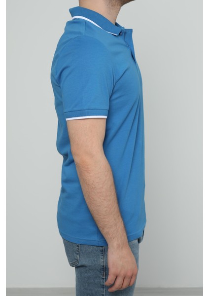 Hscstore Erkek Polo Yakalı Mavi T-Shirt- 8421