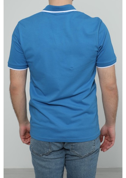 Hscstore Erkek Polo Yakalı Mavi T-Shirt- 8421