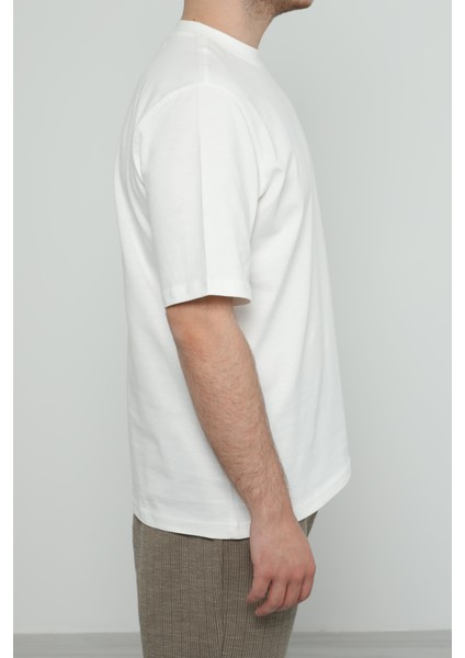 Hscstore Erkek Bisiklet Yakalı Beyaz T-Shirt - 8418 modelleri