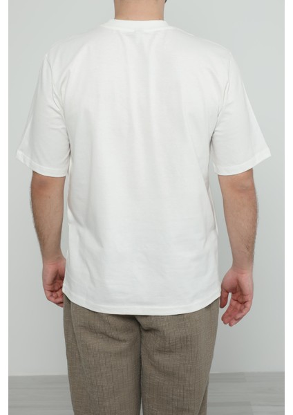 Hscstore Erkek Bisiklet Yakalı Beyaz T-Shirt - 8418 fırsatları