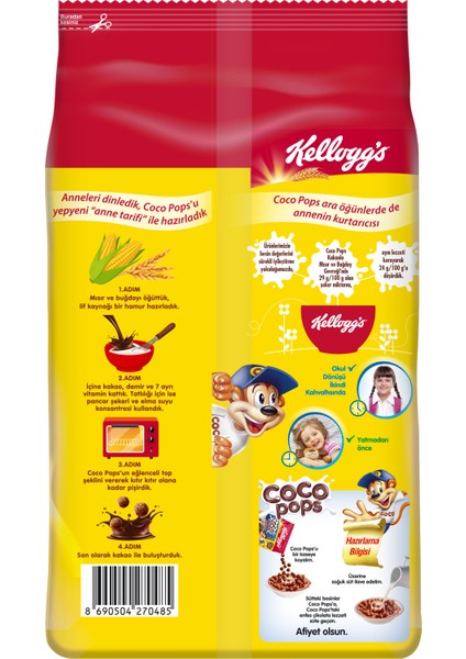 Coco Pops Çokotop Çikolatalı Buğday ve Mısır Gevreği 200 Gr, Lif, Demir ve 6 Vitamin içerir