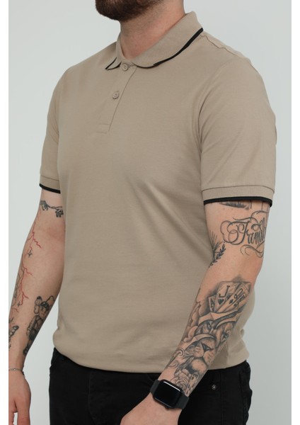 Hscstore Erkek Polo Yakalı Vizon T-Shirt- 8421 fiyatları