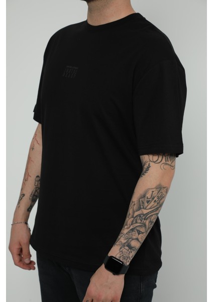 Hscstore Erkek Baskılı Bisiklet Yakalı Siyah T-Shirt- 8437 fiyatları
