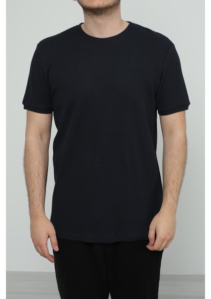 Hscstore Erkek Bisiklet Yakalı Indigo T-Shirt- 8405