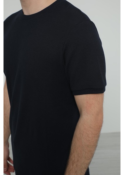 Hscstore Erkek Bisiklet Yakalı Indigo T-Shirt- 8405 fiyatları