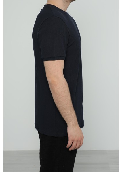 Hscstore Erkek Bisiklet Yakalı Indigo T-Shirt- 8405 modelleri