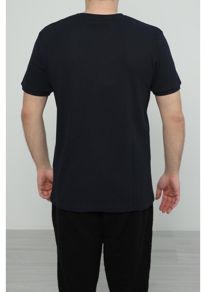 Hscstore Erkek Bisiklet Yakalı Indigo T-Shirt- 8405 fırsatları