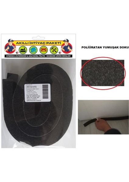 Nıtto Kapı Alt Rüzgar-Isı-Ses Kesıcı Poliüratan Yapışkanlı Fitil 1MX2CM.2 Adet