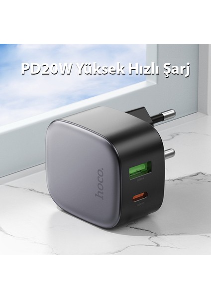 CS32A PD20W Usb+Type-C + Type-C Kablo Hızlı Şarj Adaptör Seti