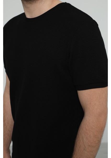 Hscstore Erkek Bisiklet Yakalı Siyah T-Shirt- 8405 fiyatları