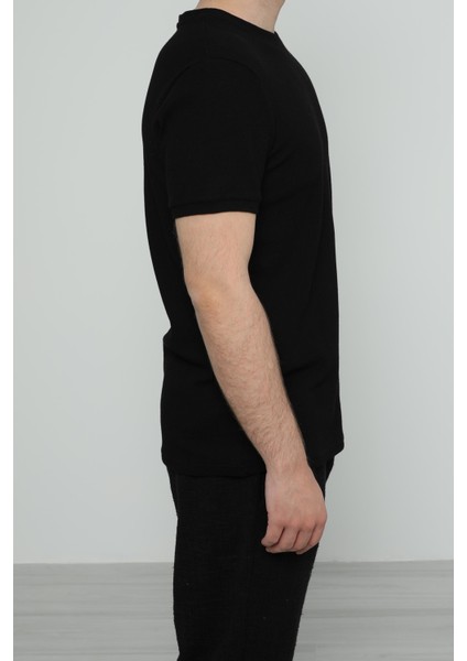 Hscstore Erkek Bisiklet Yakalı Siyah T-Shirt- 8405 modelleri