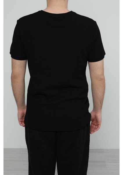 Hscstore Erkek Bisiklet Yakalı Siyah T-Shirt- 8405 fırsatları
