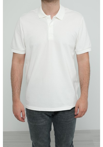 Hscstore Erkek Polo Yakalı Beyaz T-Shirt - 8424