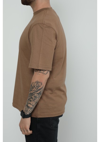 Hscstore Erkek Bisiklet Yakalı Toprak T-Shirt - 8418