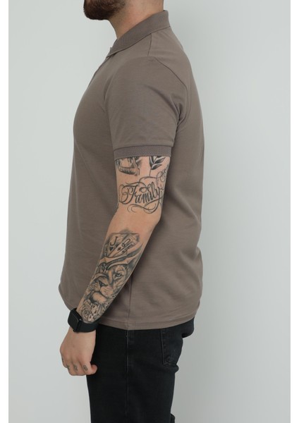 Hscstore Erkek Polo Yakalı Vizon T-Shirt- 8420 modelleri