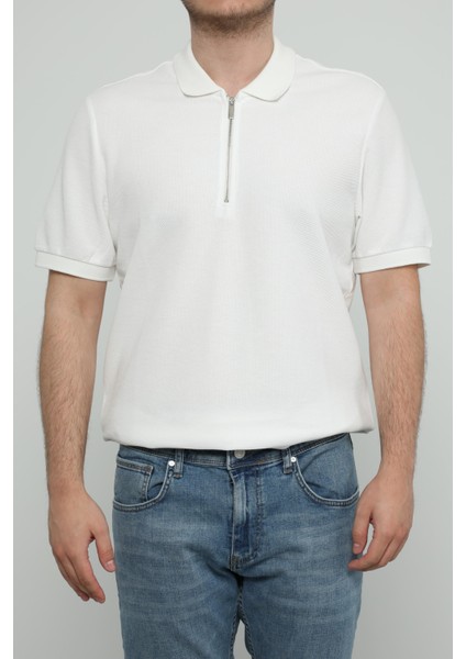 Hscstore Erkek Polo Yakalı Beyaz T-Shirt - 8428