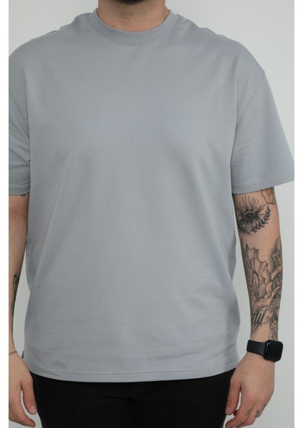 Hscstore Erkek Bisiklet Yakalı A.gri Tişört - 8417