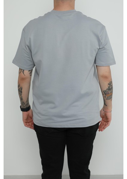 Hscstore Erkek Bisiklet Yakalı A.gri Tişört - 8417