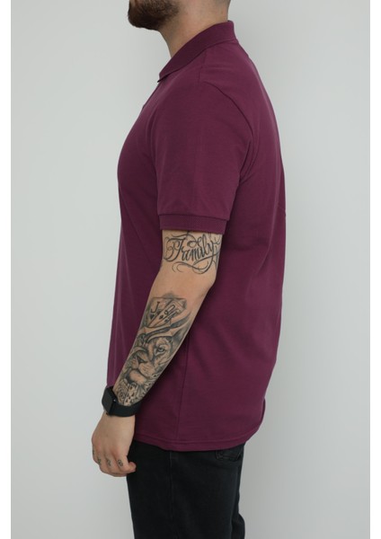 Hscstore Erkek Polo Yakalı Mürdüm T-Shirt- 8420 modelleri