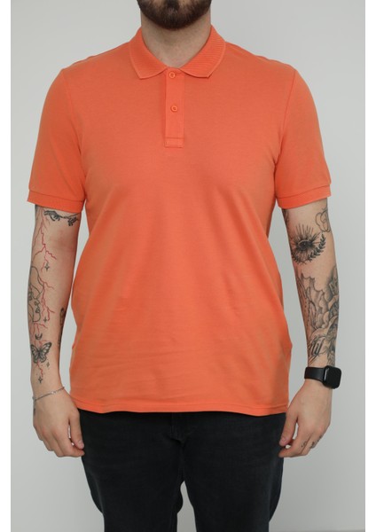 Hscstore Erkek Polo Yakalı Turuncu T-Shirt- 8420